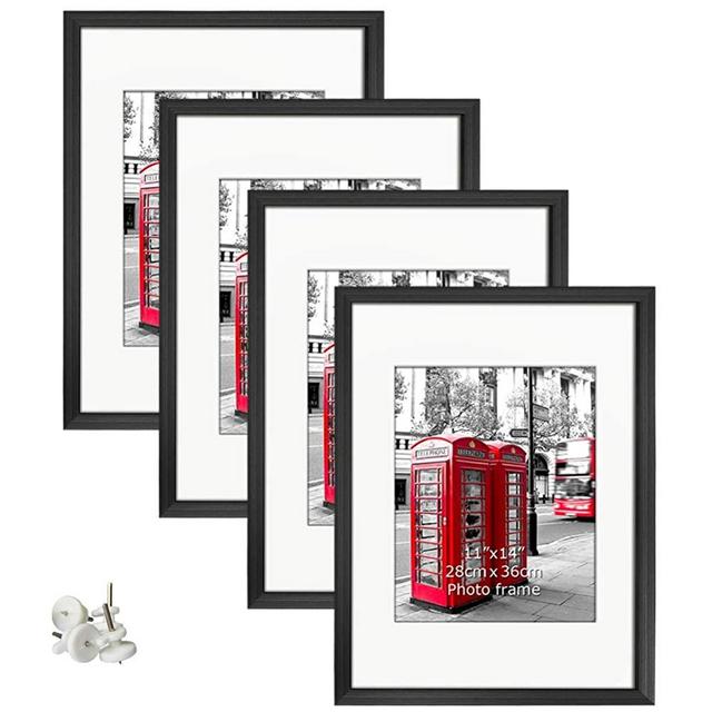 Giftgarden 16x20 Poster Frames Set of 4, Display Photos 11x14 with Mats or 16 x 20 Without Mats Black Picture Frame for Wall Decor