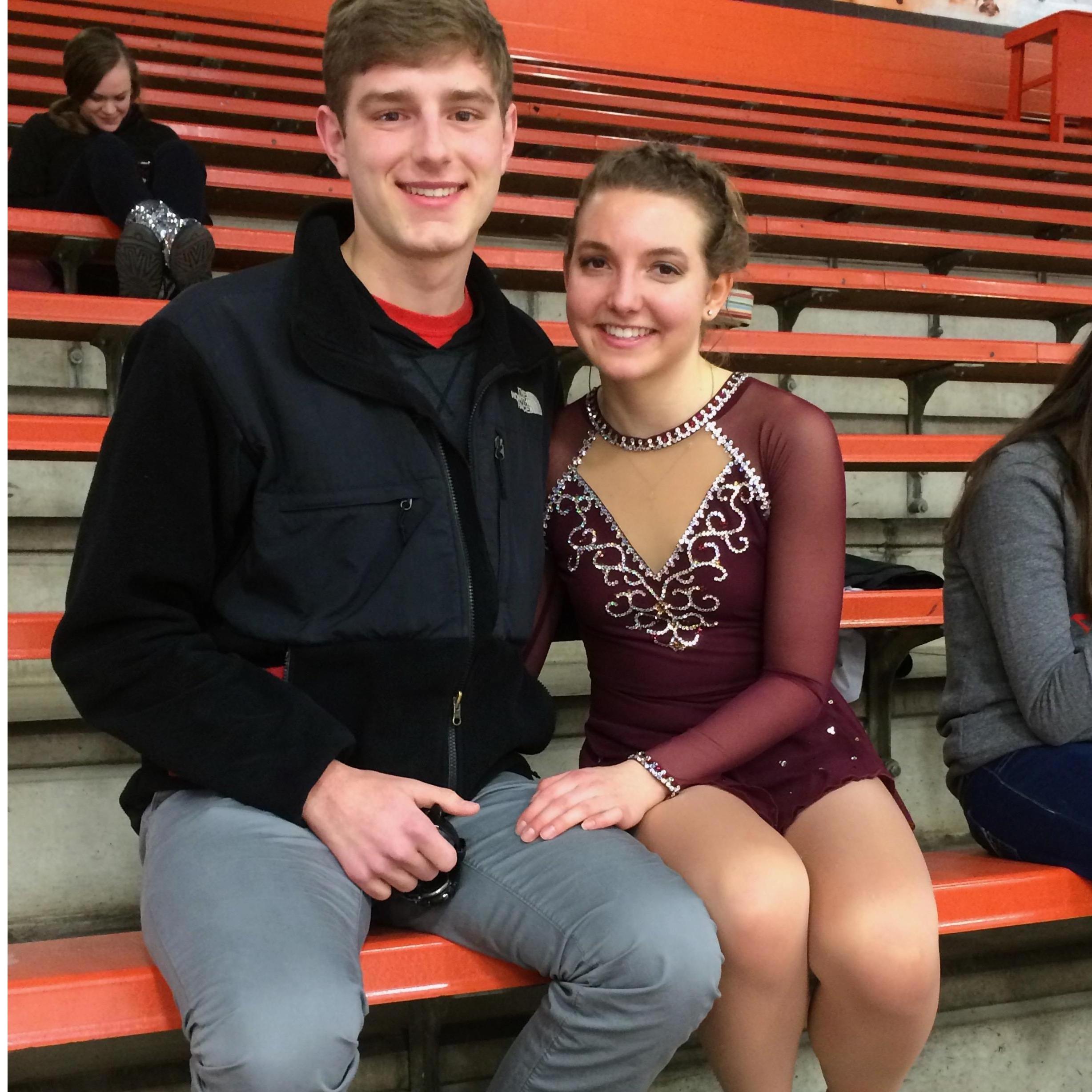 Justin came to support Mattie at most of her figure skating events! This photo was taken at Bowling Green on Justin's 20th birthday when he had a fever over 100!