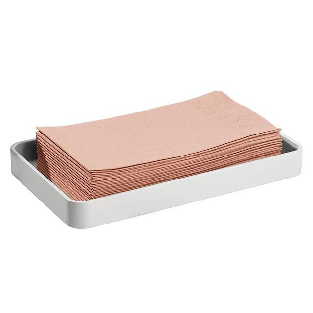 mDesign Modern Decorative Metal Guest Hand Towel Tray Holder Organizer for Disposable Paper Napkins, Jewelry, Makeup - Bathroom Vanity Sink Counter Organization - Light Gray