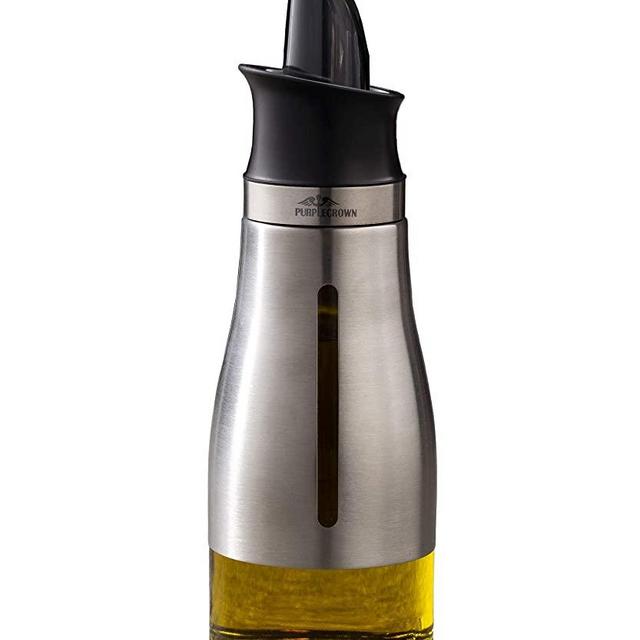 PURPLECROWN Auto Flip Oil Dispenser, 300ml Olive Oil Dispenser Bottle, Oil Dispenser Bottle, Black Oil Dispenser Bottle for kitchen Black