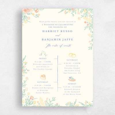 Yellow Floral Wedding Invitation - Josette Classic