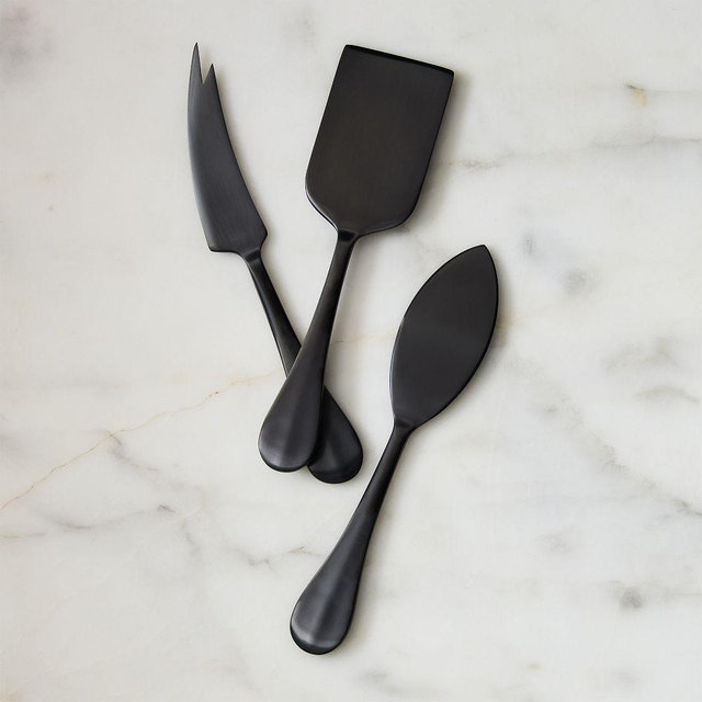 Cove Cheese Knives, Black, Set of 3
