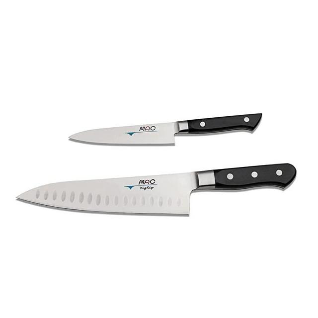 MAC Knife Professional series 2-piece starter knife set PRO-20, MTH-80 Pro series 8" Chef's knife w/ dimples and PKF-50 Pro series 5" Paring knife, handcrafted in Seki, Japan