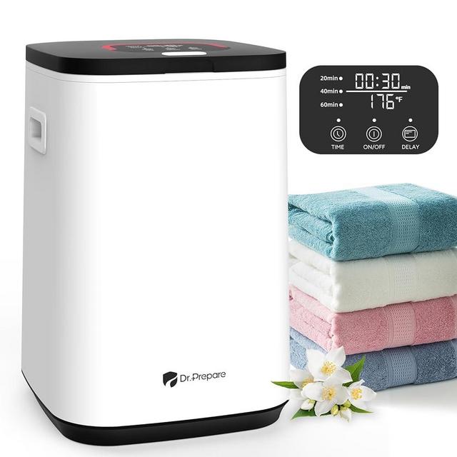 DR.PREPARE 23L Towel Warmer for Bathroom, Luxury Towel Warmer Bucket with LED Display, 3 Timer Settings, Auto Shut Off, Child Safety Lock, 4 Hooks, Large Warmer for 3 Towels, Bathrobes, Blankets, PJ's