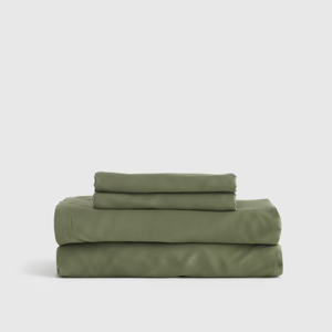 Organic Bamboo Viscose Queen Sheet Set in Olive With Flat Sheet