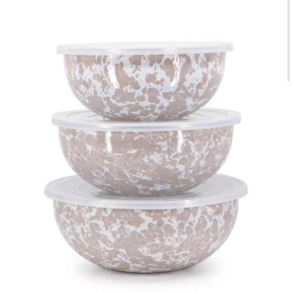 Taupe Swirl Mixing Bowls-Golden Rabbit