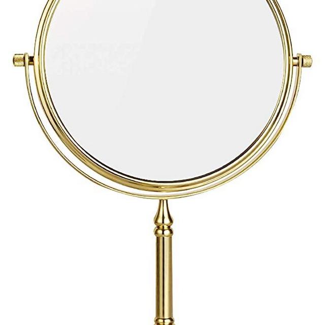 DOWRY 8-Inch Tabletop Swivel Vanity Magnifying Mirror 10x Magnification,Gold Finish, Copper, Double Sided 2202J(10x)