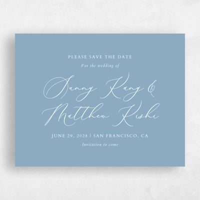 Dusty Blue Wedding Save the Date - Niligan Landscape