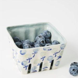 Floral Ceramic Berry Basket (Blue Pattern)