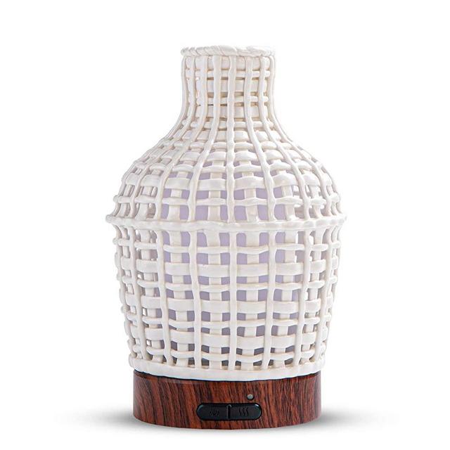 Ceramic Essential Oil Diffuser, Aroma Cool Mist Humidifiers, Aromatherapy Diffusers with Waterless Auto Shut-Off Protection，7 Colors Changed LED Nightlight for Home, Office, Yoga, SPA(Ceramic_1)