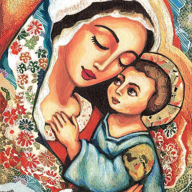 Madonna Child Blessed Mother Virgin Mary Jesus mother son motherhood art Christian art, beauty painting, feminine decor print