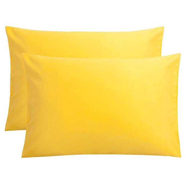 FLXXIE 2 Pack Microfiber Pillowcases, Envelope Closure, Ultra Soft and Premium Quality, 20" x 30" (Yellow, Queen)