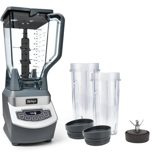 Ninja BL660 Professional Compact Smoothie & Food Processing Blender, 1100-Watts, 3 Functions for Frozen Drinks, Smoothies, Sauces, & More, 72-oz.* Pitcher, (2) 16-oz. To-Go Cups & Spout Lids, Gray