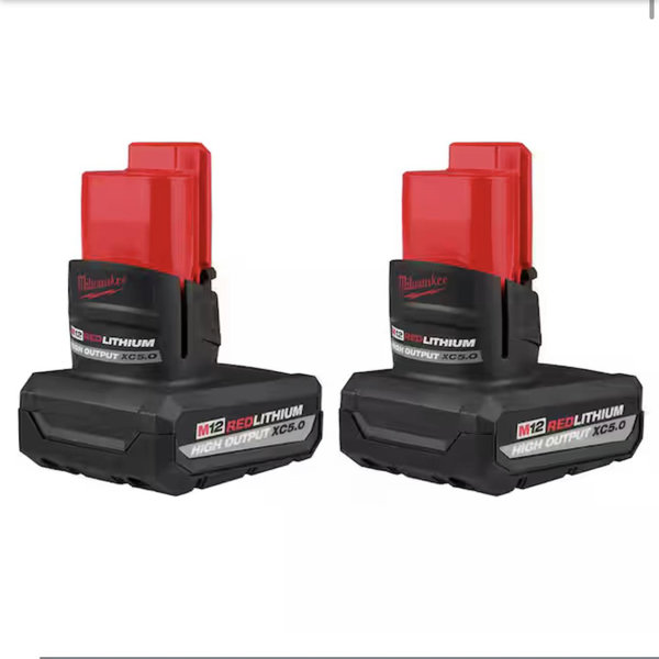 Milwaukee M12 12-Volt Lithium-Ion XC High Output 5 Ah Battery (2-Pack) 48-11-2450-48-11-2450