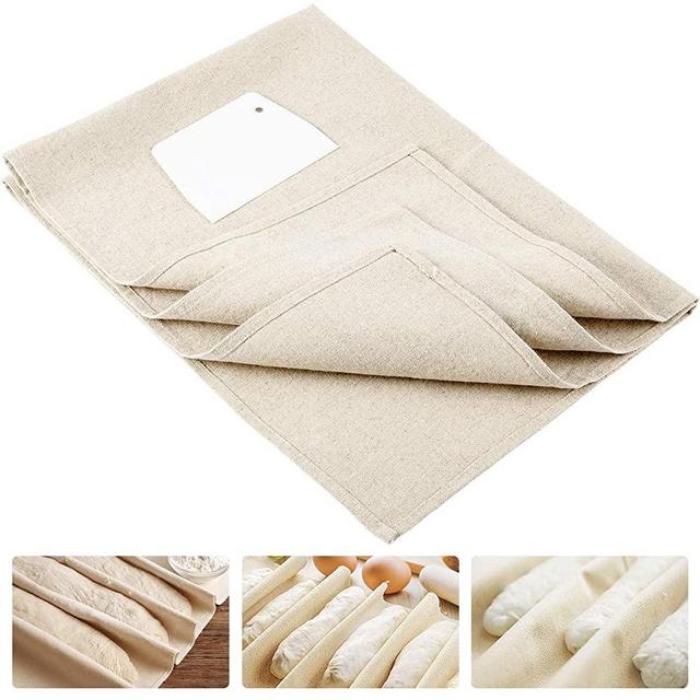 ANPHSIN Large Professional Bakers Dough Couche (35'' × 26'')- 100% Natural Flax Heavy Duty Linen Pastry Proofing Cloth for Baking French Bread Baguettes Loafs