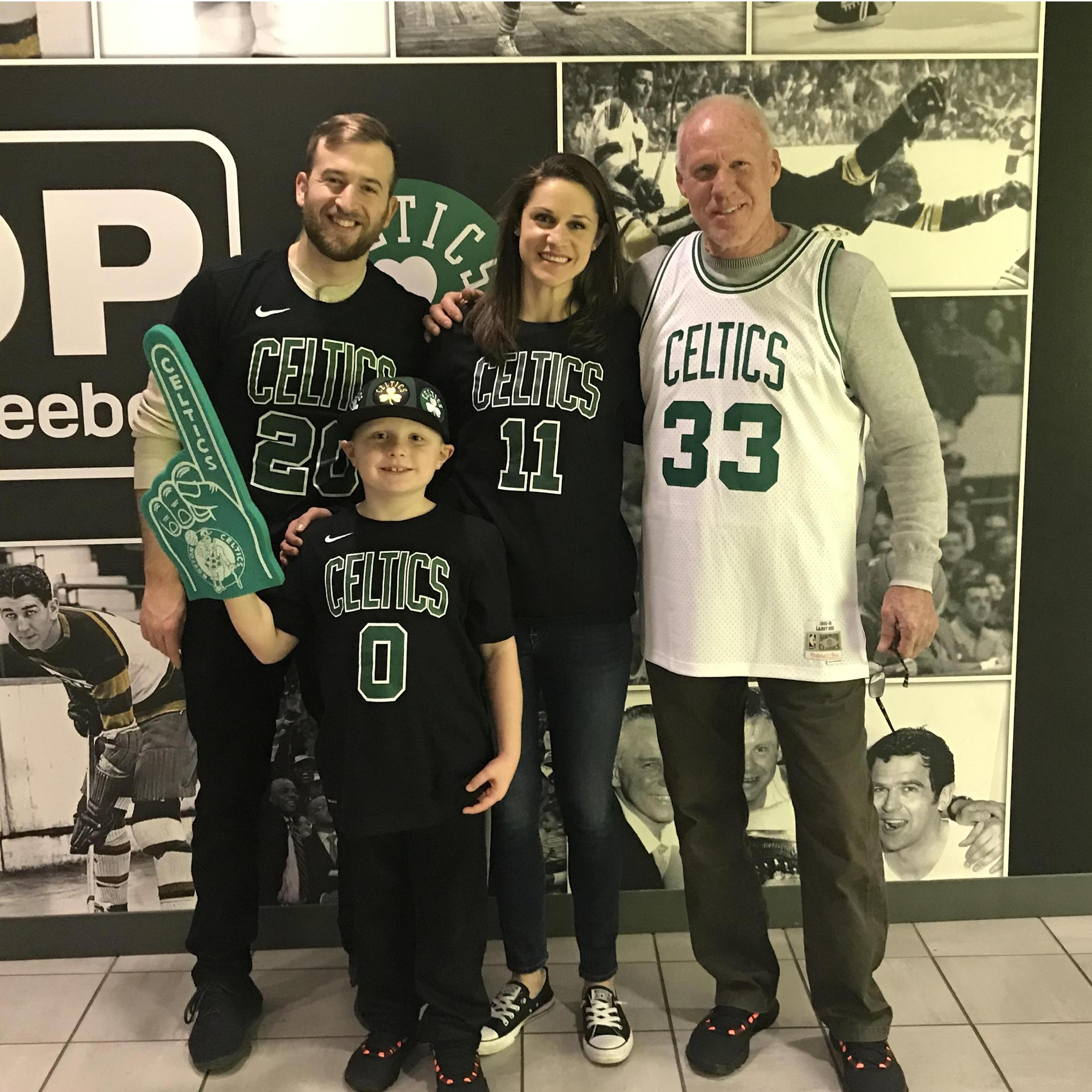Carter's first Celtics game with Aunt Bus, Uncle Zak and Pop Pop!
