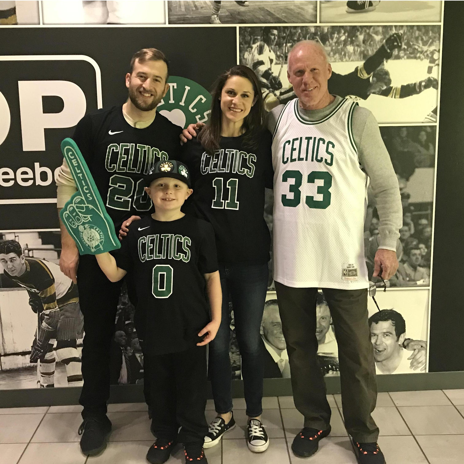 Carter's first Celtics game with Aunt Bus, Uncle Zak and Pop Pop!