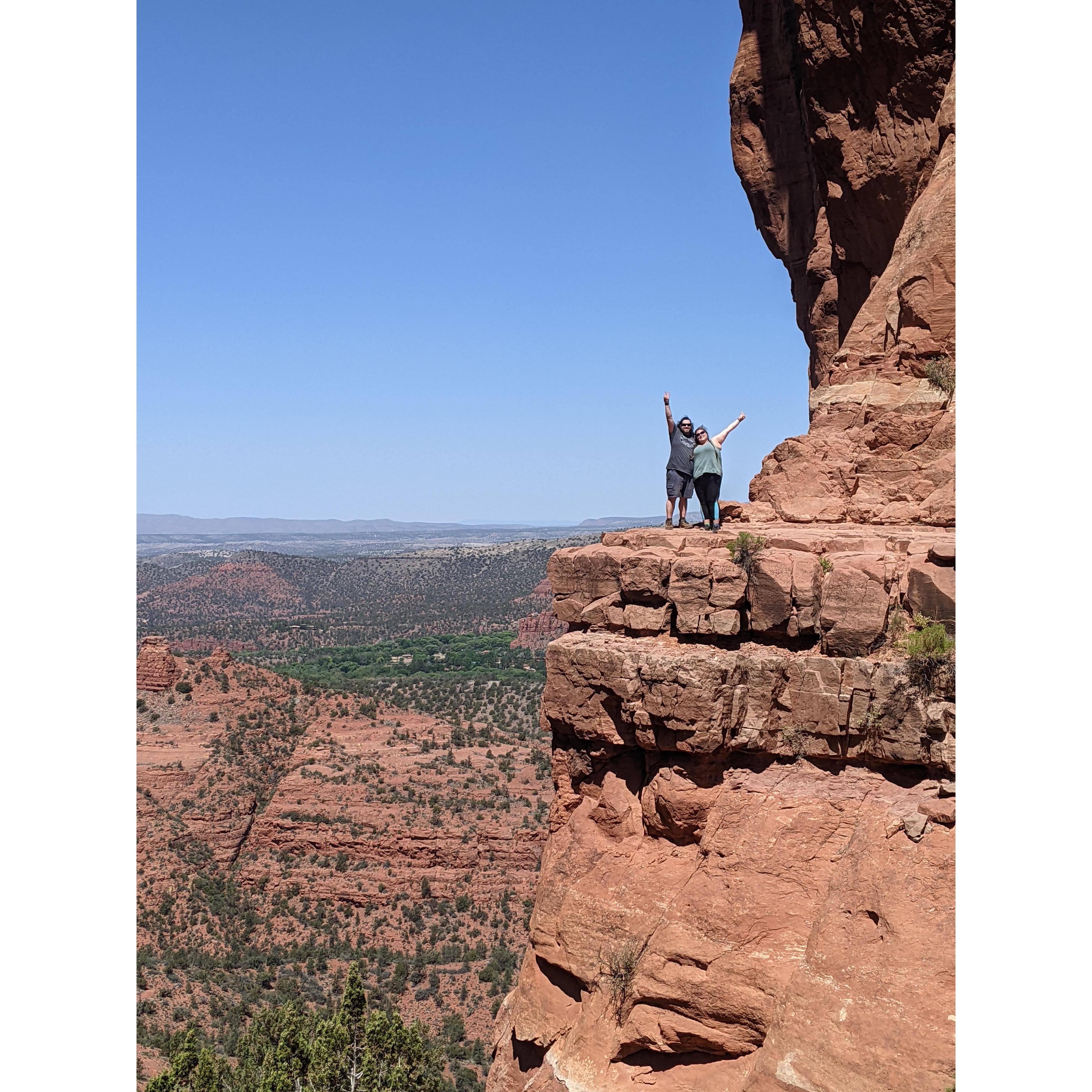 The feeling when you finally reach the top of Cathedral Rock, which was much more like a vertical rock climb than a hike.