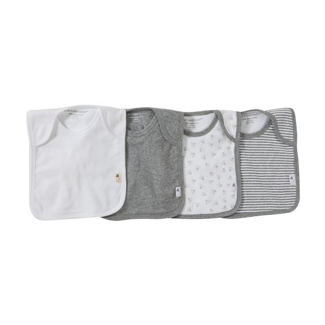 Burt's Bees Baby Organic Bibs, Heathey Grey, 4 Ct