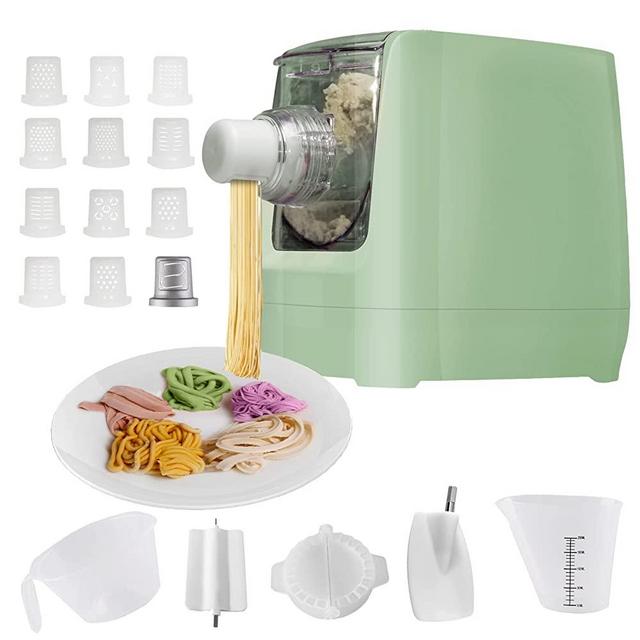 Arcwares Pasta Maker Machine, Automatic Noodle Make, Home Pasta Maker for Spaghetti, Fettuccine, Macaroni, 12 Pasta Shaping Discs(Green)