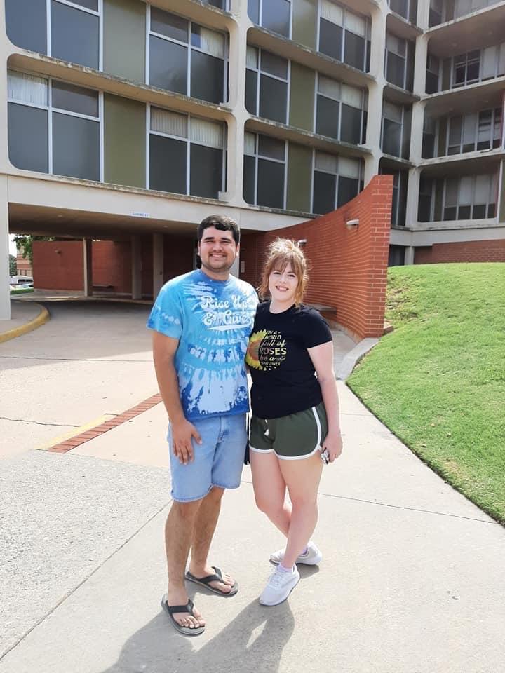 Helping each other move into Oklahoma Hall for another semester in the place where we met and fell in love ❤️