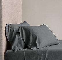 Heathered Cotton-Cashmere Sheet Set in Heathered Charcoal King