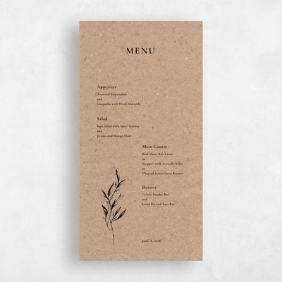 Yellow Destination Wedding Menu - Griffith