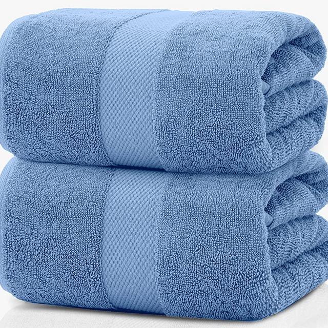 White Classic Luxury Bath Sheet Towels Extra Large | Highly Absorbent Hotel spa Collection Bathroom Towel | 35x70 Inch | 2 Pack (Light Blue)
