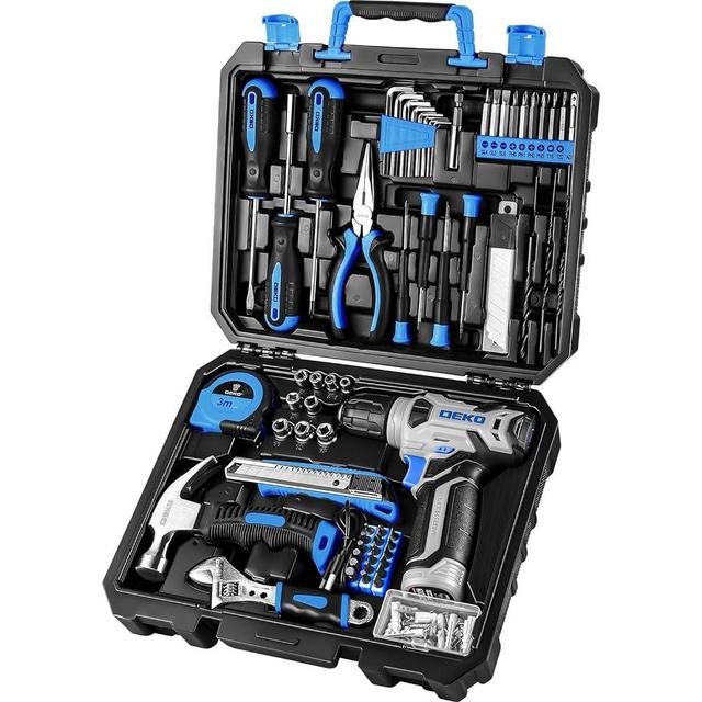 Power Drill Tool Set Kit：DEKOPRO Tools Sets Combo Small Box Set with 8V Cordless Electric Drill Driver for Home Basic Repair, Household Starter Kit, House Hand Tool Kits Case