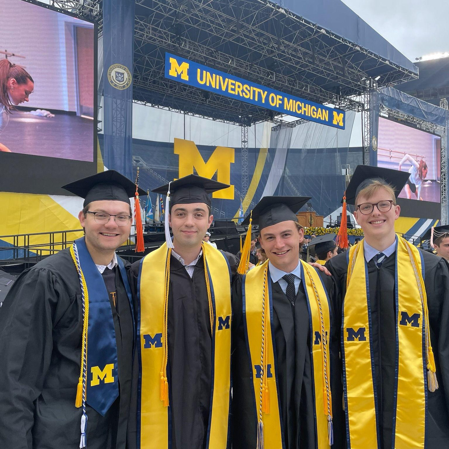 Max M, Jacob, Max D, and Drew at UMich graduation in 2023