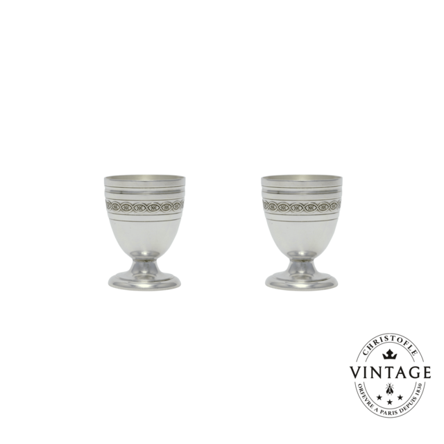 Christofle Set of 2 Egg Cups for 2 people, Silverware - Vintage Villeroy