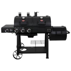 Texas Trio 3-Burner Dual Fuel Grill with Smoker in Black