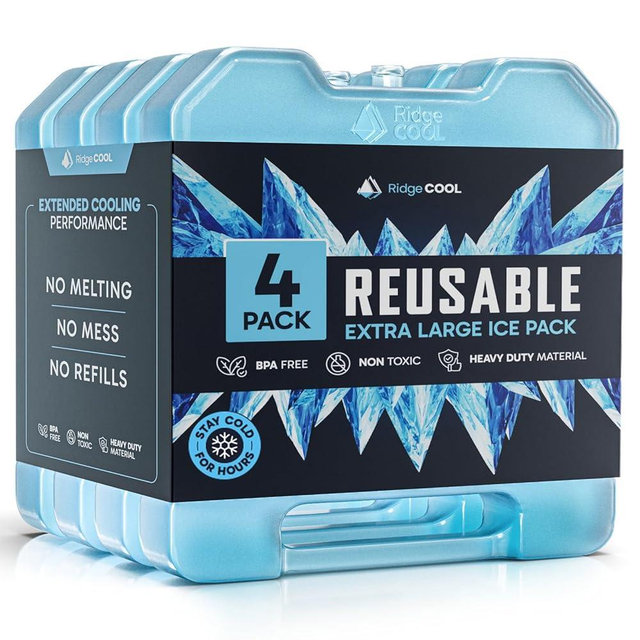 2 Pack Reusable Large Ice Packs for Cooler, Long Lasting Freezer Packs for Camping, Beach, and Road Trips, Cooler Ice Packs BPA-Free Non-Toxic, 8" x 6.7"
