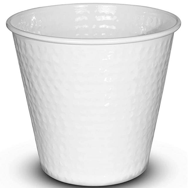 Monarch Abode 19028 Classic White Monarch Hand Hammered Metal Wastebasket