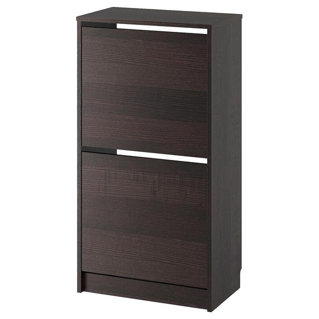 BISSA Shoe cabinet with 2 compartments, black/brown, 19 1/4x11x36 5/8 "Show measurements specifications