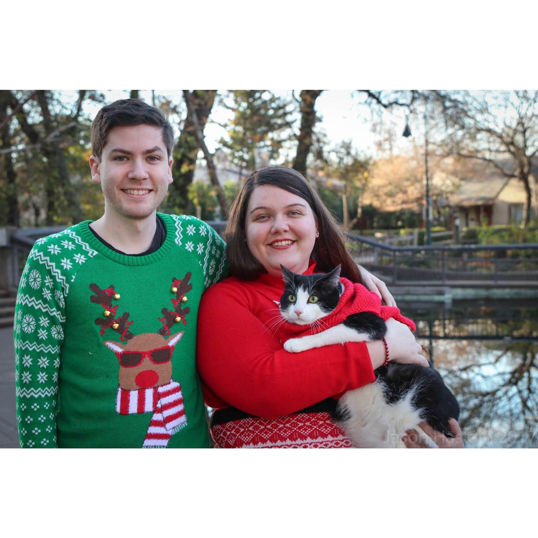 Silly Christmas family portrait with Simon looking extra chunky!