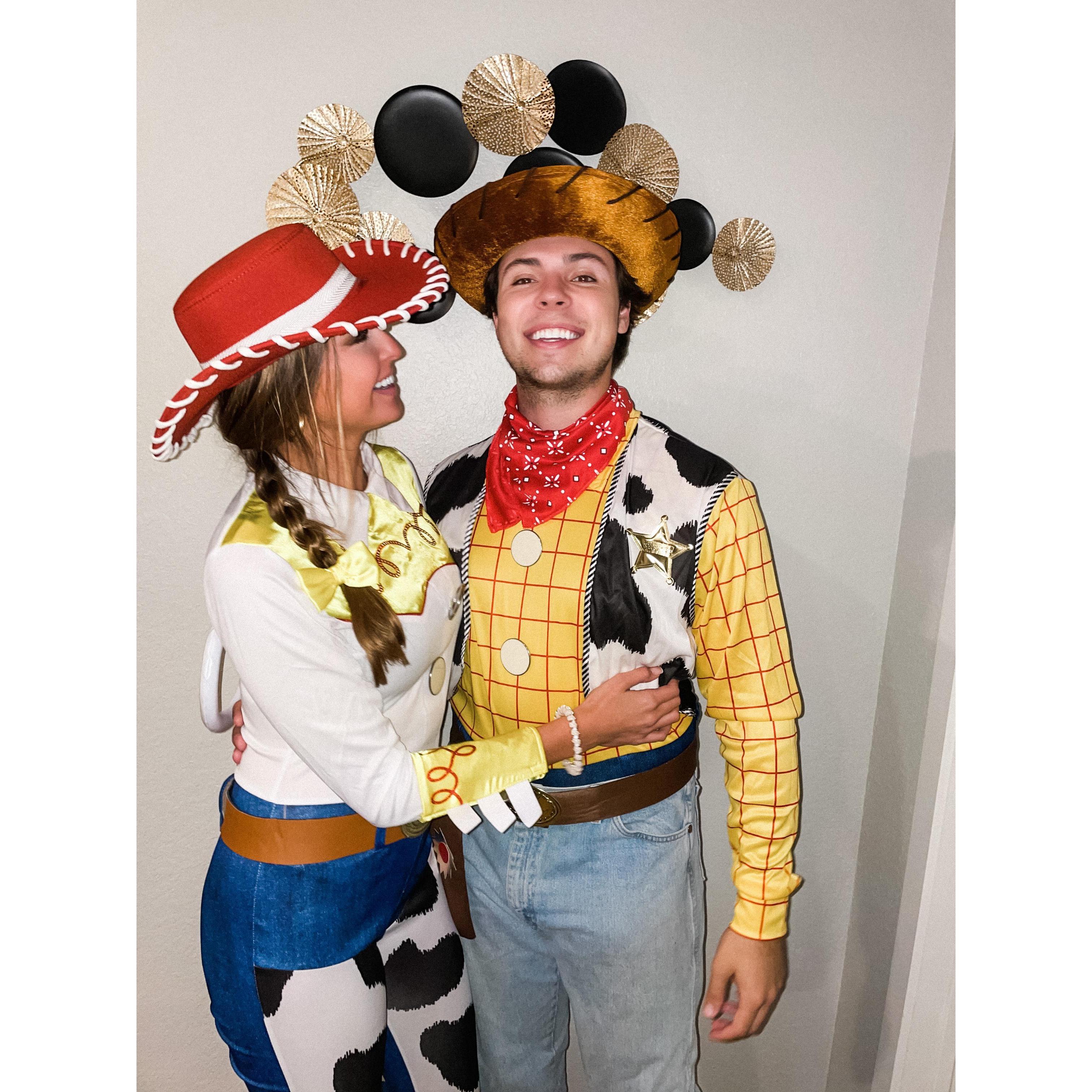 Us on Halloween dressed as Jessie and Woody from Toy Story - senior year. 2020