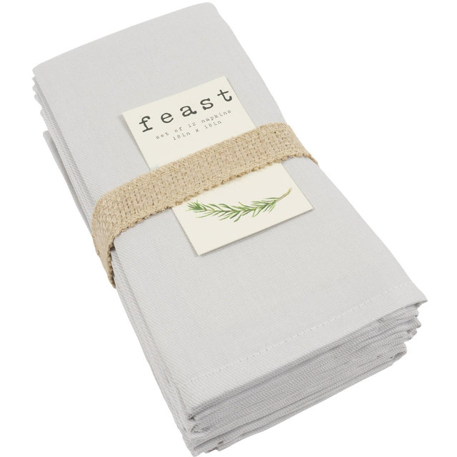 KAF Home Feast Dinner Napkins | Set of 12 Oversized, Easy-Care, Cloth Napkins - Gray