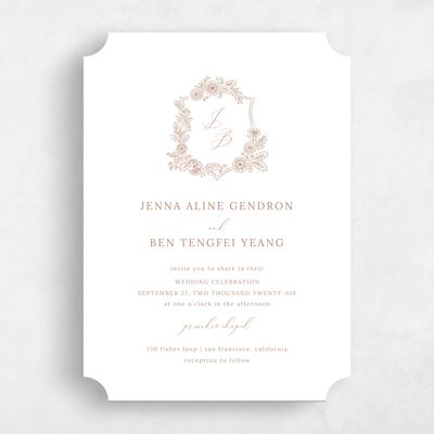 Brown Ticket Wedding Invitation - Lilah Portrait
