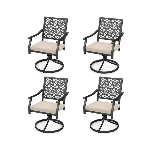 Costway Swivel High Back Outdoor Patio Dining Chairs with Padded Cushions