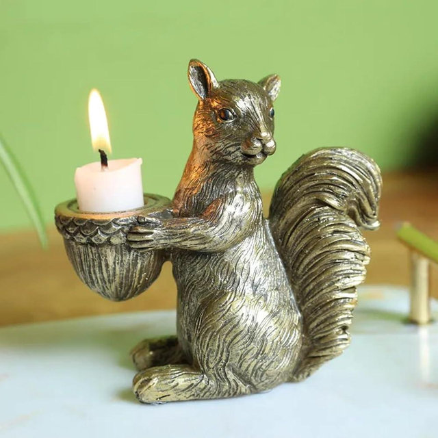 COMZPLIFE Gold Squirrel Candlesticks, Resin Candle Holder for Home Decor, Dining Table, Living Room, Coffee, Table Centerpiece