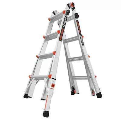 Little Giant Ladders Leveler M17 with Leg Levelers Aluminum 18-ft Reach Type 1A- 300 lbs. Capacity Telescoping Multi-Position Ladder