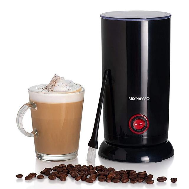 Mixpresso Electric Milk Frother - Latte Art Steamer, Electric Cappuccino Machine And Milk Warmer, Hot Foam Maker and Milk Warmer for Latte, Cappuccinos, Macchiato, Hot Chocolate Milk (Black)