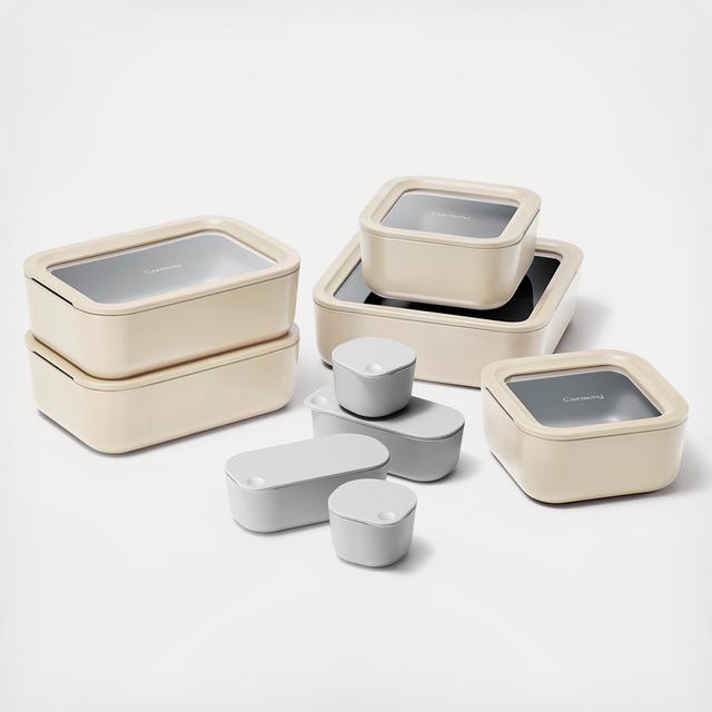 Caraway Home, Ceramic 12-Piece Food Storage Set In CREAM