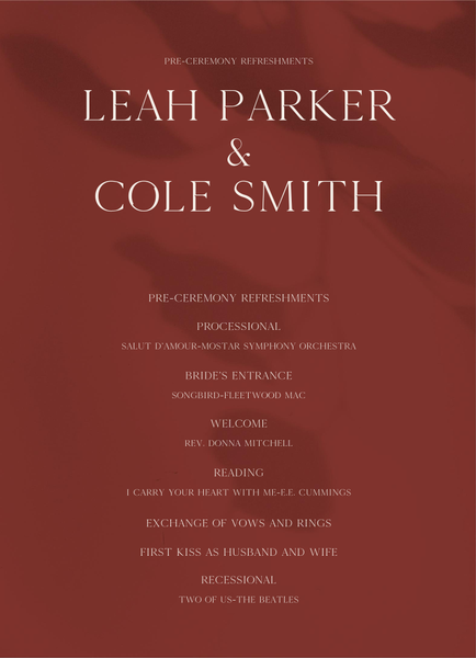 Lummin | Currant Red | Zola Wedding Programs