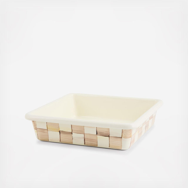 MacKenzie-Childs, Mocha Check Stainless Steel Square Baking Pan | Zola