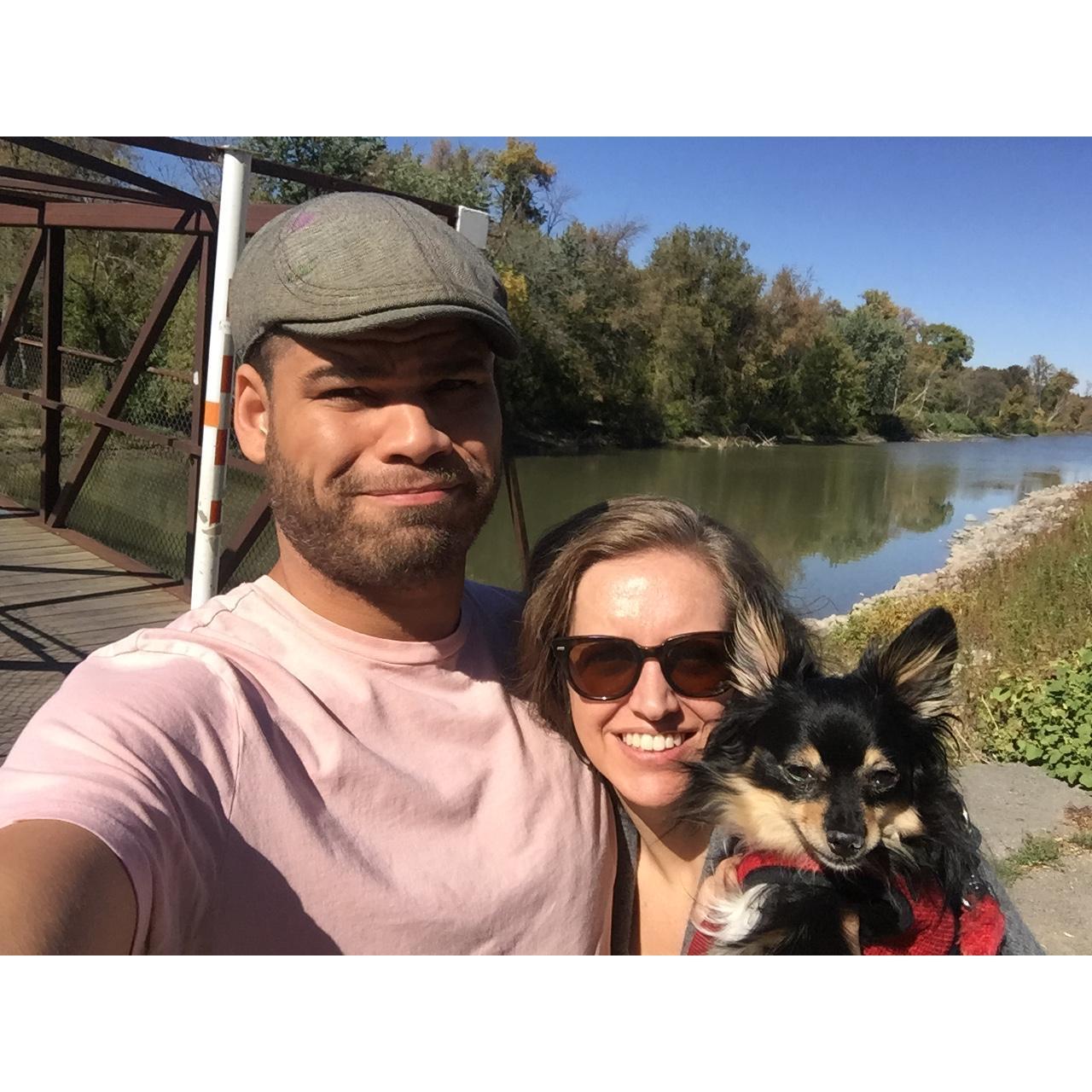 With our part-time adopted dog daughter, Maria