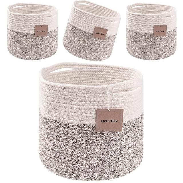 voten Natural Rope Toy Storage Bins,Woven Basket for Storage,Round Cube Storage Baskets Bins 11x11’’for Cube Storage Organizer/Shelves,Cloth Closet Organizing Basket Bins 4 Packs