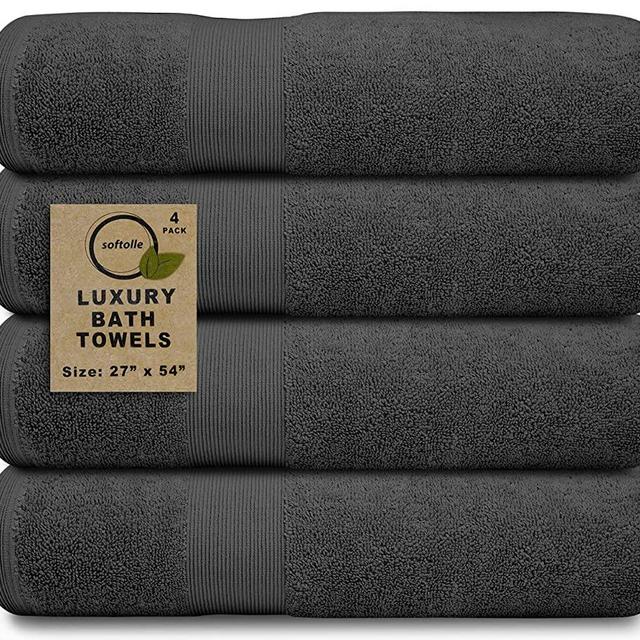 Softolle 100% Cotton Luxury Bath Towels - 600 GSM Cotton Towels for Bathroom - Set of 4 Bath Towel - Eco-Friendly, Super Soft, Highly Absorbent Bath Towel - Oeko-Tex Certified - 27 x 54 inches