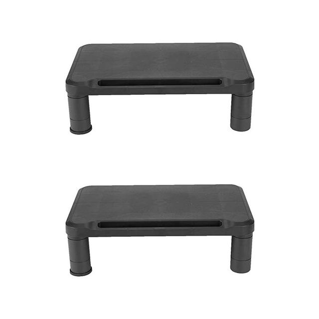 Mind Reader 2SMPLMON-BLK Small Monitor Stand, Durable Plastic Monitor Riser, for Computer Monitor, Laptop, PC, MacBook - 2 Pack, Black